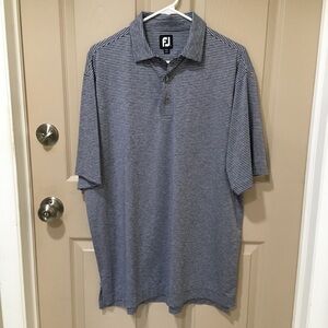 FootJoy Men's Striped Golf Polo - Gray and White SZ L.